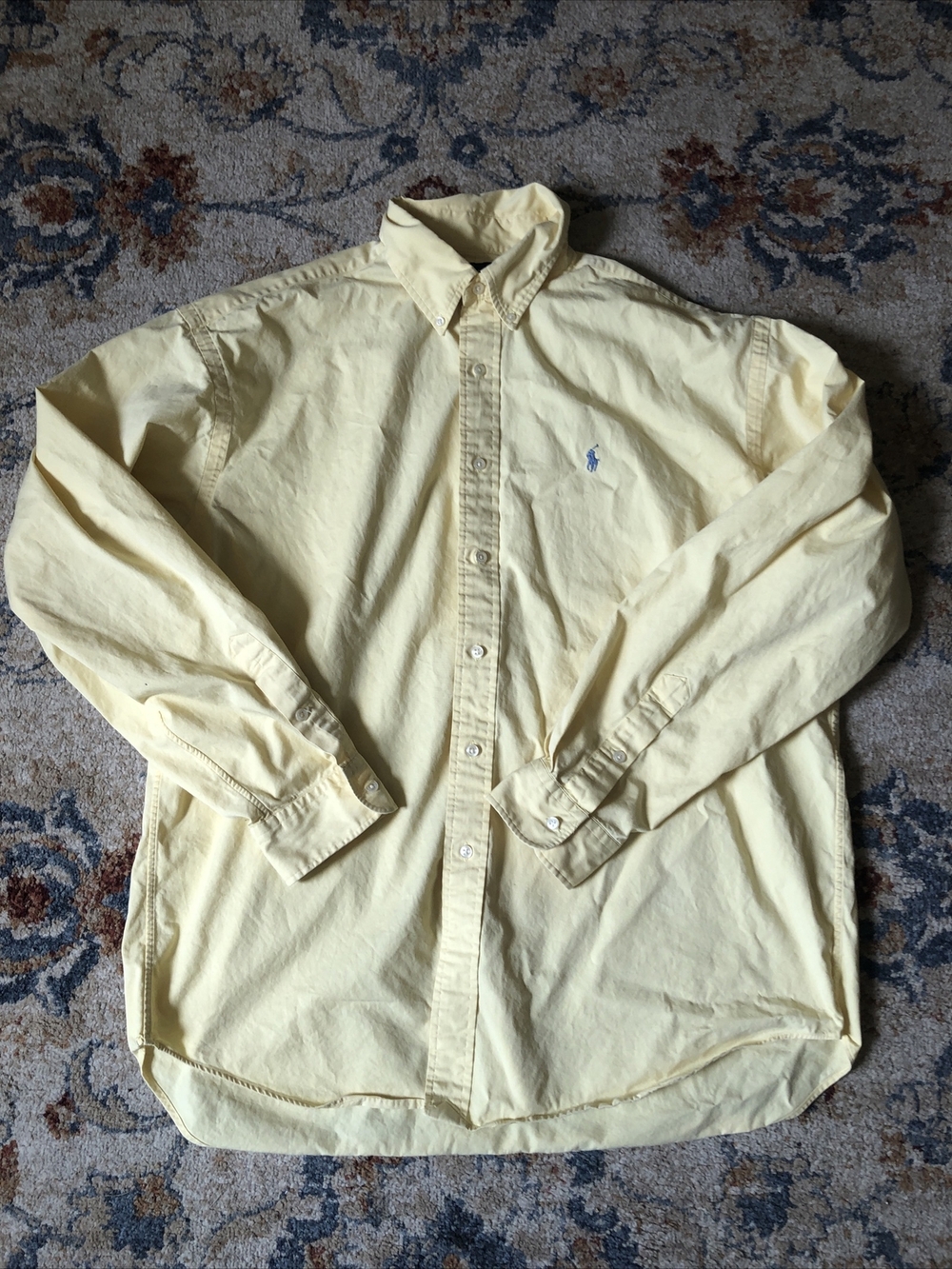 Ralph Lauren Blake Men's Yellow Button Down Long Sleeve Dress Shirt Size XL